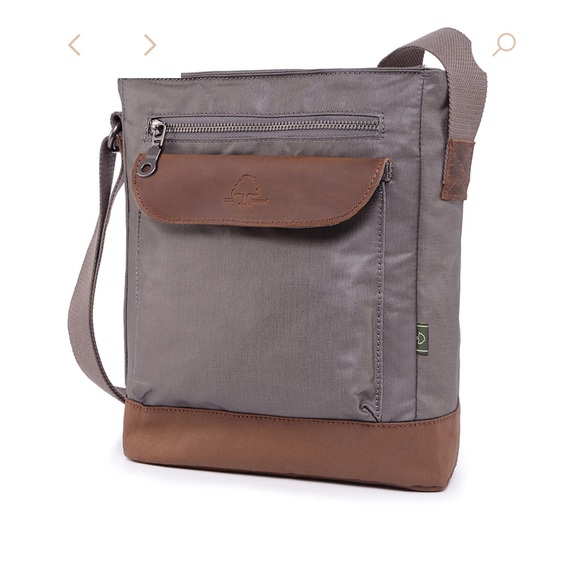 Gray and Brown Leather Crossbody Bag - Picture 1 of 12